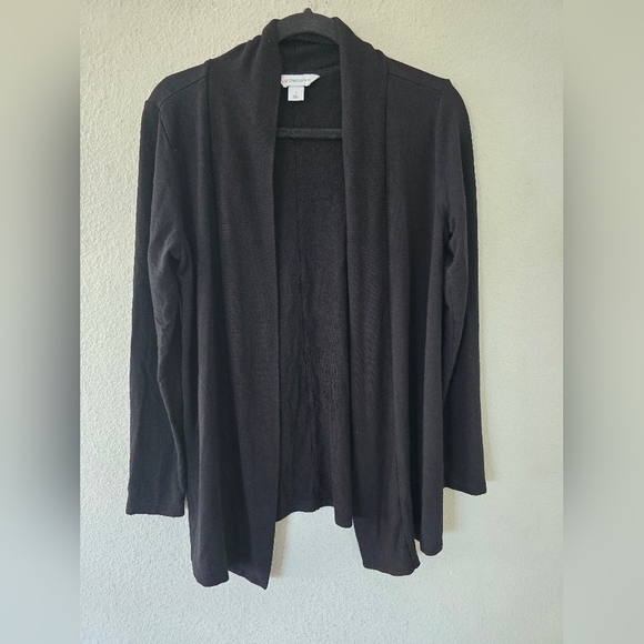 Liz Claiborne Cardigan Sweater Womens Sz S Black Long Sleeve Open Lightweight - Picture 2 of 7